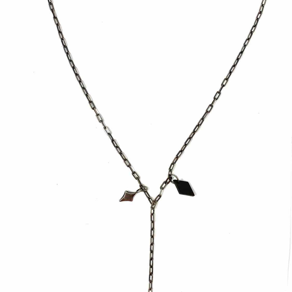 Statement .925 Sterling Silver Wood Charm 25" Chain Necklace