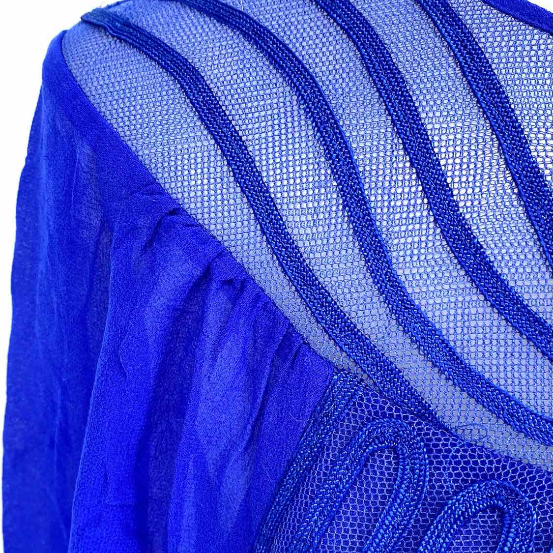 Ted Baker Women's Blue 3/4 Sleeve Silk Abstract Size 6 Long Sleeve