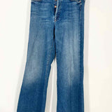 Mother The Tomcat Roller Women's Beige Size 31/12 Wide Leg Raw Hem Jeans