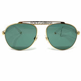 DOLCE & GABBANA Metal Teal Gold Tone Aviator Logo Sunglasses