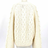 Anine Bing Women's White Size M Crew Neck Cable knit Sweater