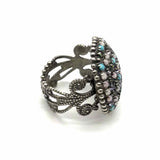 SORRELLI Adjustable Silver tone Crystal Vintage Ring