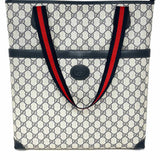 Gucci Coated Canvas Navy White GG Web Detail Tote
