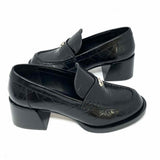 Coach Natalie Women's Black Size 7 Block Heel Leather Croc Embossed Loafers