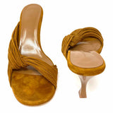 Christopher Esber Women's Light Brown Size 41/9.5 Kitten Heel Suede Sandals