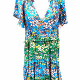 by Anthropologie Women's Blue Size XS Short Sleeve Floral Dress