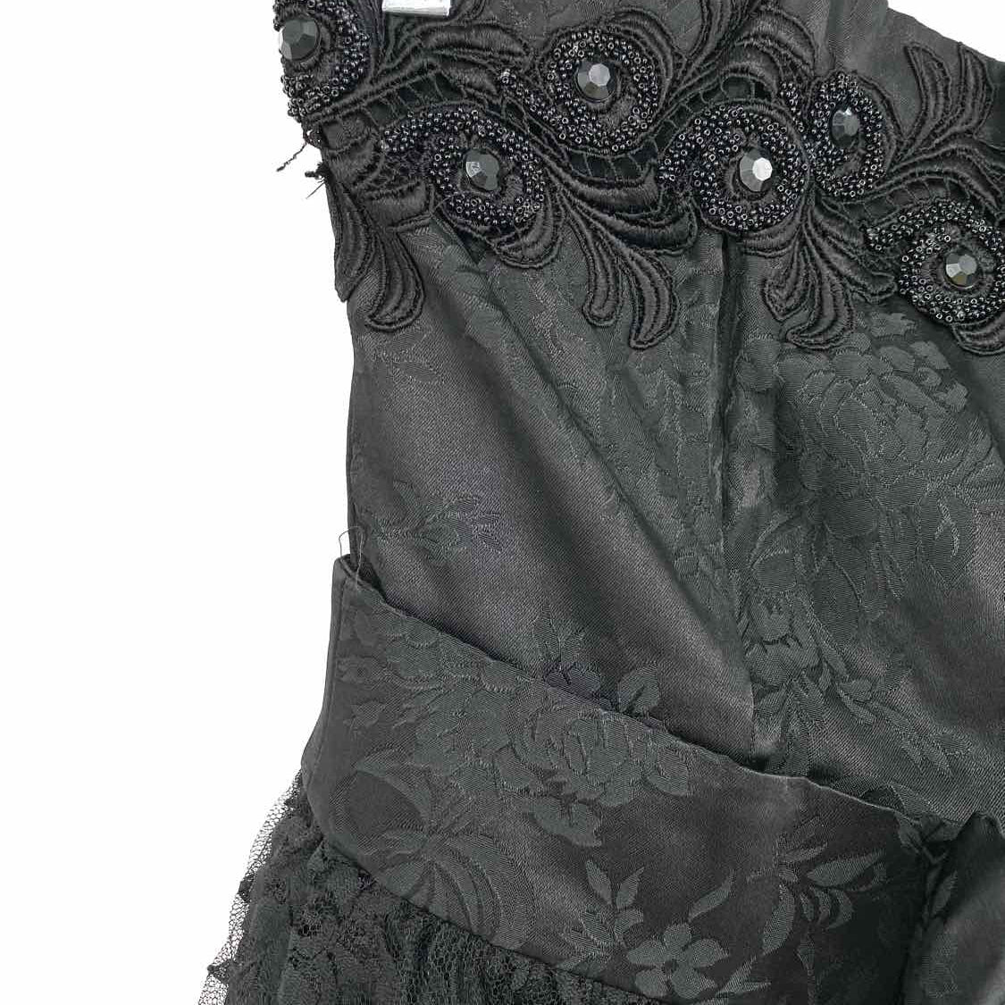 SCOTT McCLINTOCK Women's Black Size 14 Strapless Acetate Blend Floral Dress