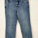 Frances Valentine Women's Blue Size 6 Straight Leg Raw Hem Jeans