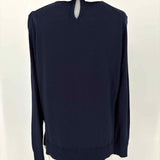 Ted Baker Toriey Women's Navy White Size M Layered Embroidered Floral Sweater