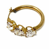 JCM 14k Gold Hoop 0.75" Heart Cubic Zirconia Earrings