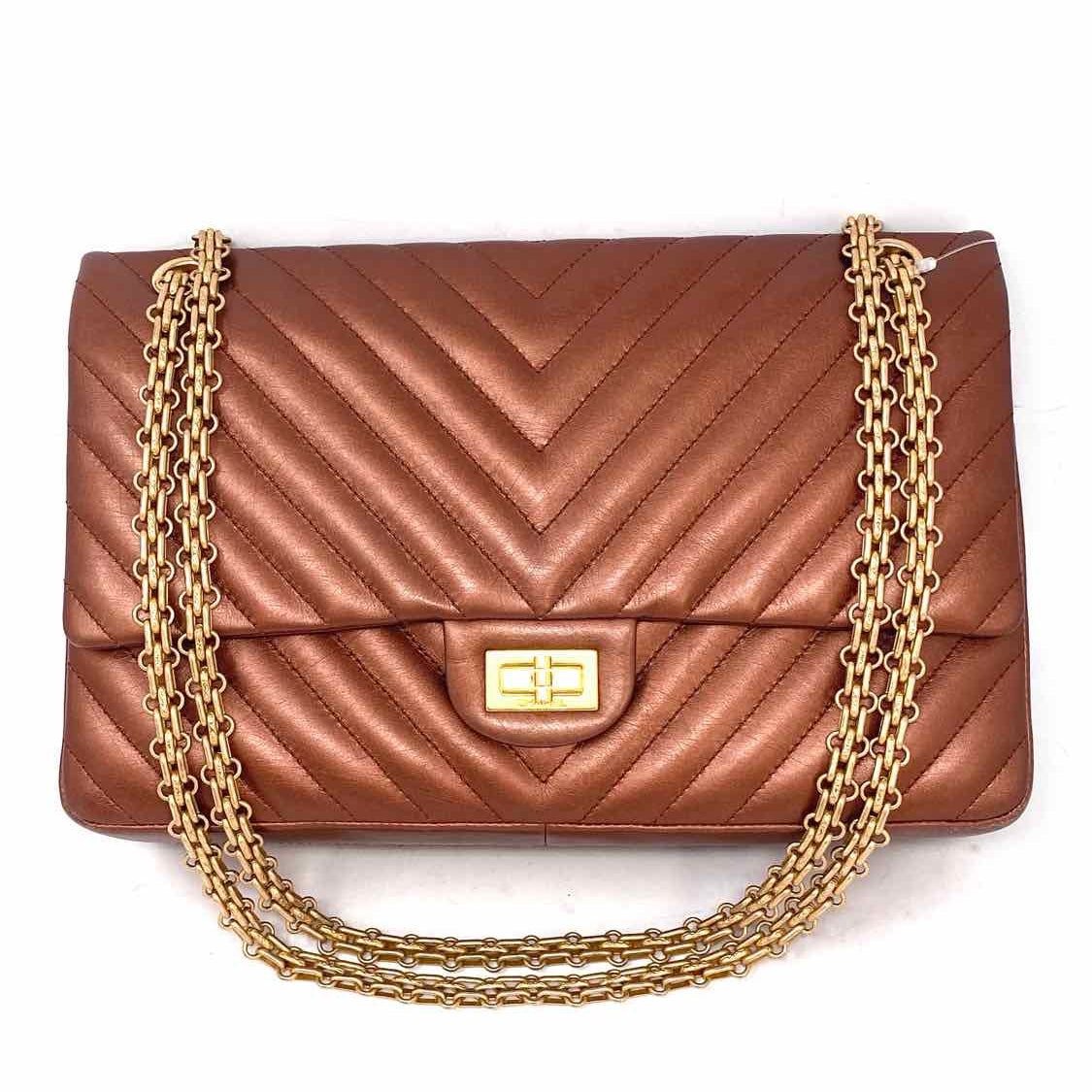 Chanel 2018-19 2.55 Reissue Medium Large Bronze Chevron Calfskin Shoulder Bag