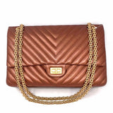 Chanel 2018-19 2.55 Reissue Medium Large Bronze Chevron Calfskin Shoulder Bag