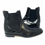 Salvatore Ferragamo Men's Black Shoe Size 9.5 Chelsea Leather Wingtip Boots