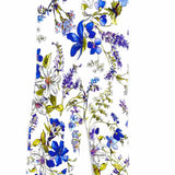 Sara Roka Women's White Purple Size 42/8 Wide Leg Floral Made in Italy Pants