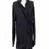 Eileen Fisher Women's Black Size XL Open Front Wool Ribbed Cardigan