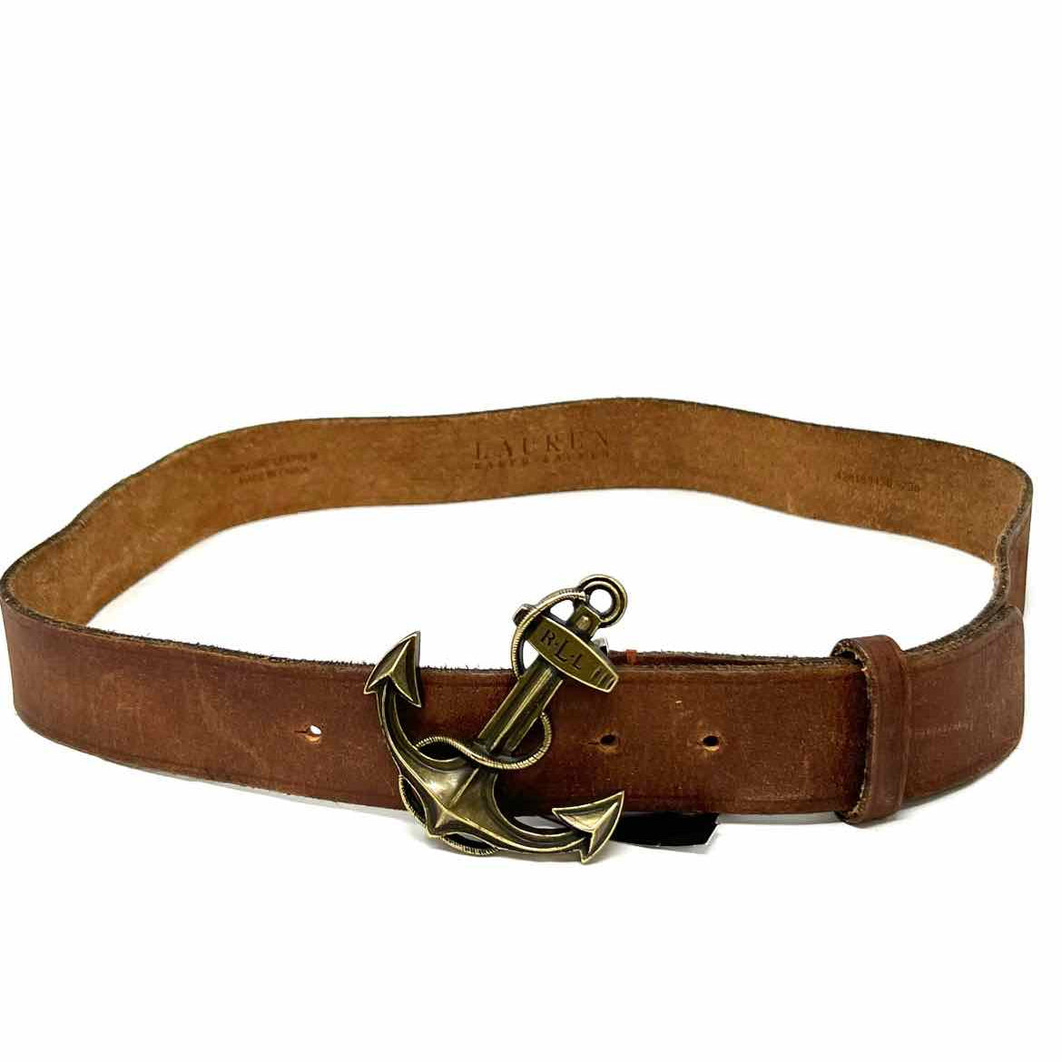 Lauren by RL Y2K Vintage Brown Anchor Leather Belt