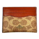 Coach Coated Canvas Brown Card Case Signature Wallet