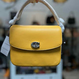 Coach Cassie 19 Yellow Flap Turnlock Pebbled Leather Crossbody