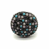 SORRELLI Adjustable Silver tone Crystal Vintage Ring