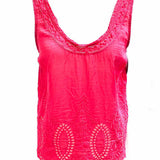 Joie Women's Red Size S Scoop Neck Cotton Blend Embroidered Sleeveless