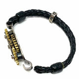 KING BABY .925 Sterling Silver Black Woven 3.5" Clockwork Bracelet