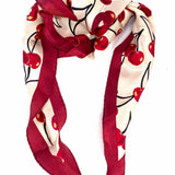 Coach Red Beige Cherry Scarf
