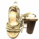 Joie Women's Beige Size 40/9.5 Lace-up Suede Braided Sandals