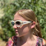 EMILIO PUCCI Off White Oval Chunky Sunglasses