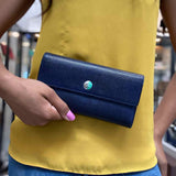 Chanel 2012/13 Navy Accordion Caviar Leather Wallet