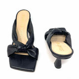 Stuart Weitzman Playa 50 Knot Black Sz 5.5 Open Toe Leather Kitten Heel Sandals