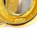 Christian Dior Vintage Black Gold Tone Hoops Crystal Brooch