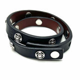 Leather Brown SIlver Tone Wrap Studded Bracelet