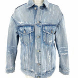 Moussy Women's Blue Size S Trucker Denim Distressed Jacket