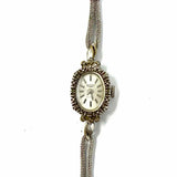 Rogers 1940-50's Stainless Steel Silver tone Mini 7 in Oval Diamond Watch