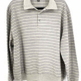 Club Room Men's Gray Size XXL Quarter Button Wool Stripe Long Sleeve Shirt