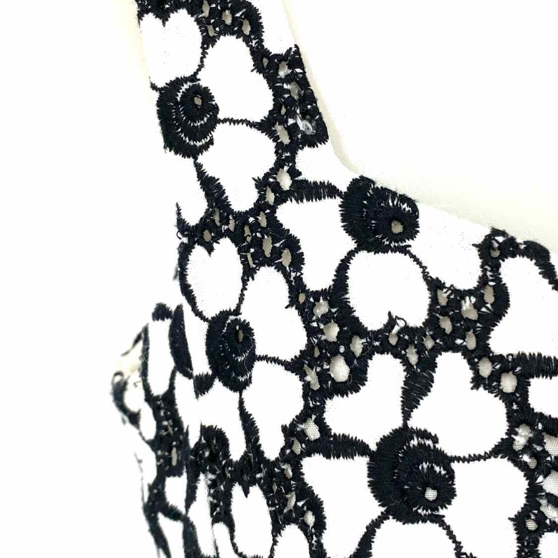 Rena Rowan Women's White/Black Sz 8 Embroidered Floral Sleeveless & Skirt Set