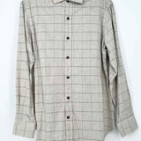 LEDBURY Men's Beige Size M Button Down Window Pane Long Sleeve Shirt