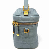Dior 2020 Small DiorTravel Vanity Case Steel Blue CANNAGE Made in Italy Clutch