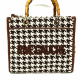 Vimoda "Rive Gouche" Brown Beige Top Handle Houndstooth Satchel