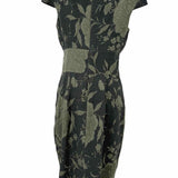 Piazza Sempione Women's Green Size 42/6 sheath jacquard Wool Blend Floral Dress