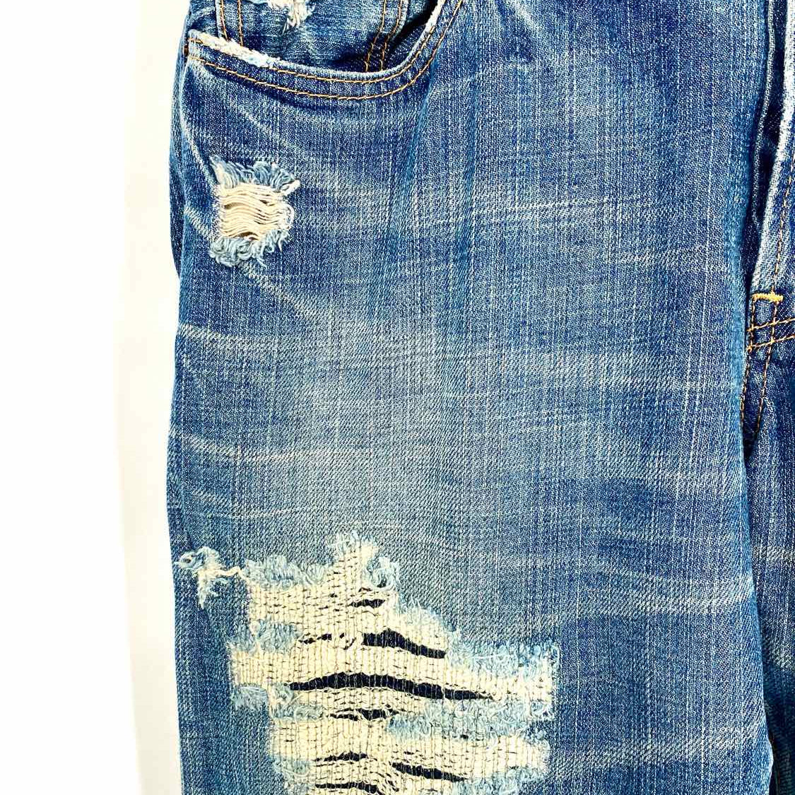 Prps Men's Blue Size 27 Distressed Straight Leg Jeans