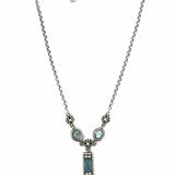 Brighton Mystique Aqua Blue Silver Tone Chain Floral Necklace