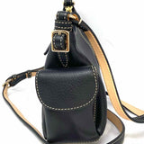 Dooney & Bourke Black Zip Pebbled Leather Side Pocket Crossbody