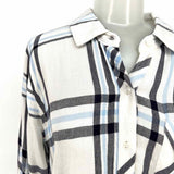 Rails Women's White Blue Size S Button Down Flannel Plaid Long Sleeve