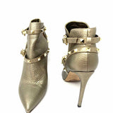 VALENTINO GARAVANI Women's Silver Size 39/9 Stiletto Leather Metallic Bootie