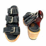 Freebird Quincy Women's Black Size 7 Block Heel Leather Buckle Sandals
