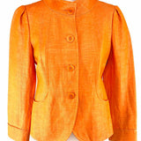 Lafayette 148 Women's Orange Size 2 Mock Neck Linen Blend Blazer