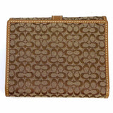 Coach Canvas Brown Compact Buckle Signature Wallet