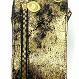 Calleen Cordero Gold Phone Case Crackle Leather Studded Crossbody