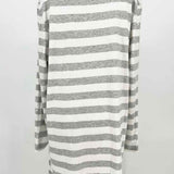 joan vass Women's White Gray Size L Stripe Sequined Long Sleeve